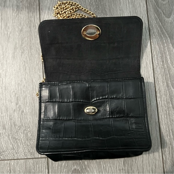 COACH Chain Embossed Black Crocodile Leather Bag - Picture 6 of 14